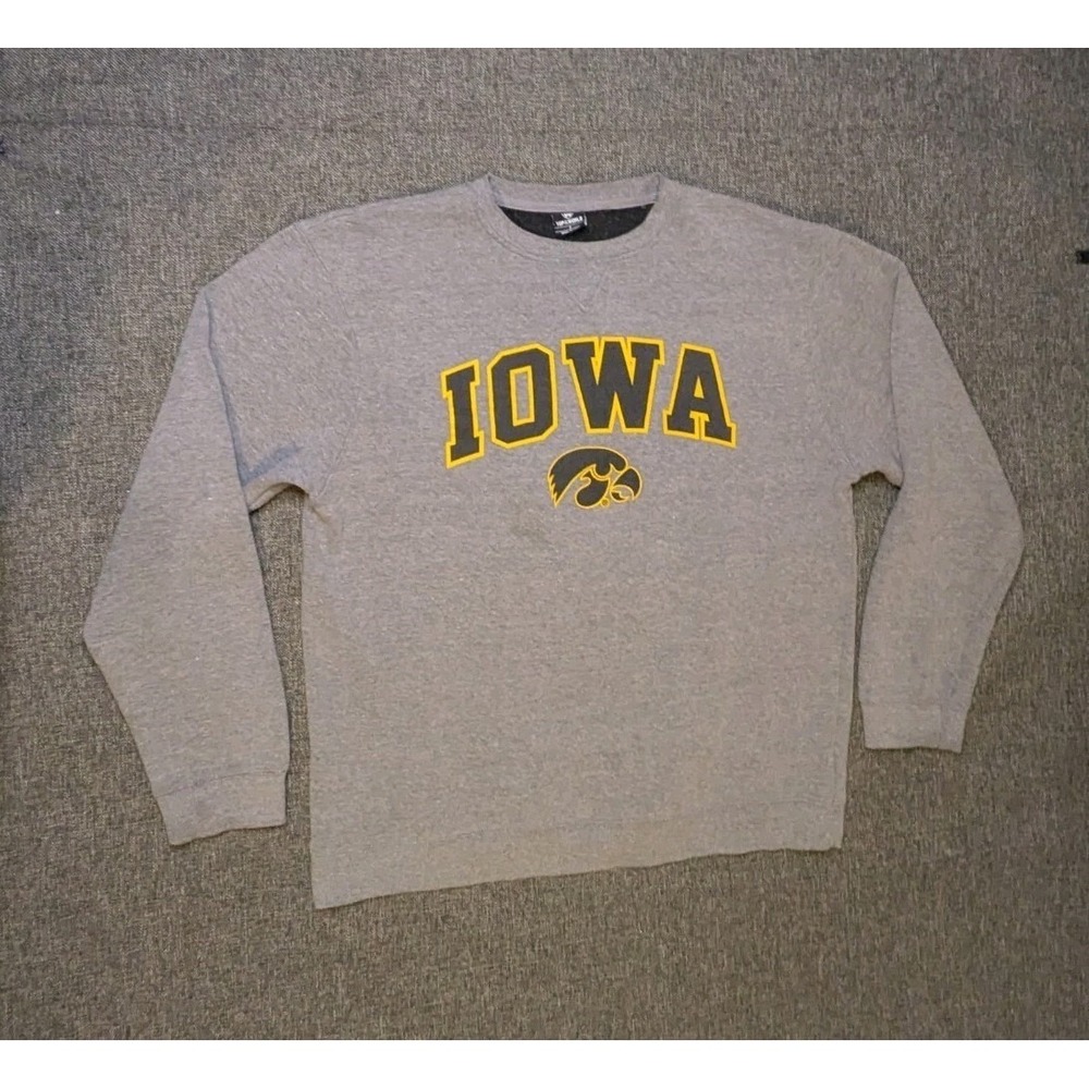 Vintage Iowa Hawkeyes College Sweatshirt Large L Sports Varsity Grey Jacket